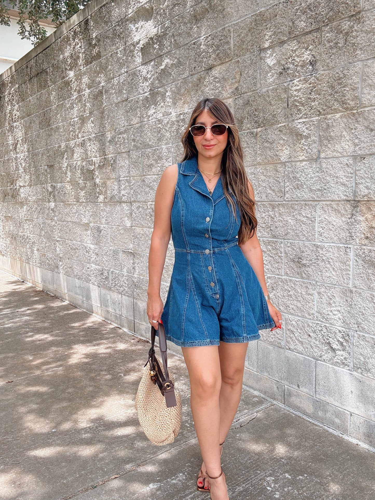 Flounce Denim Romper