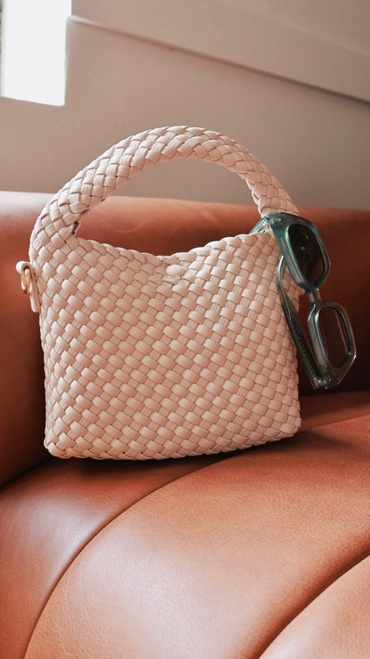 Jessamine Woven Vegan Leather Crossbody - Cream