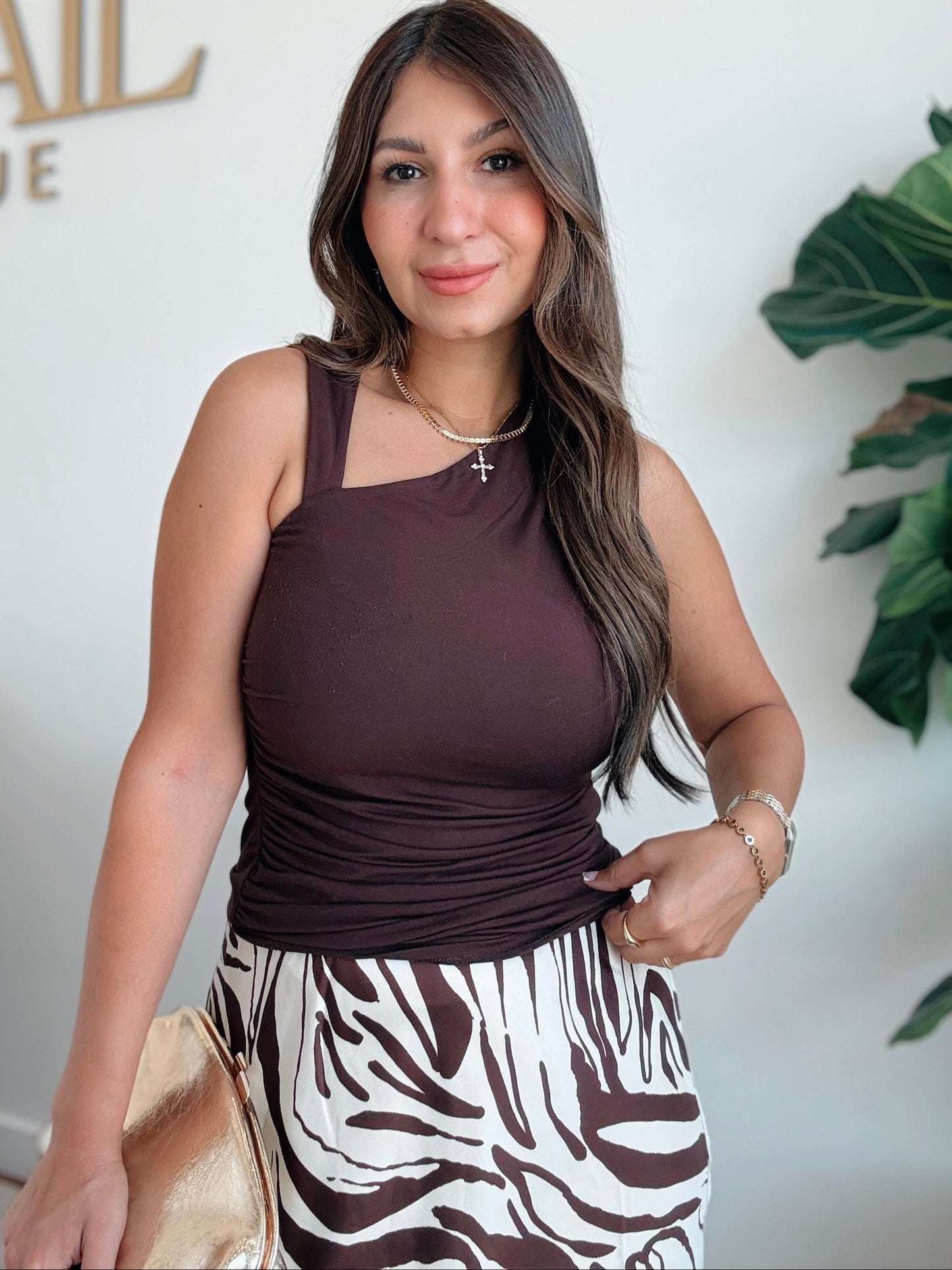 Chocolate Asymmetrical Top