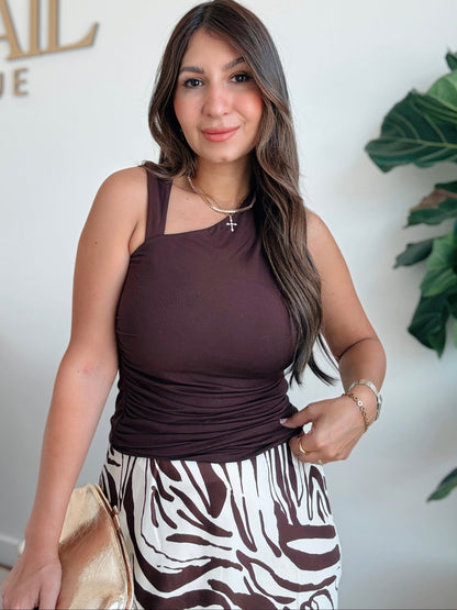 Chocolate Asymmetrical Top