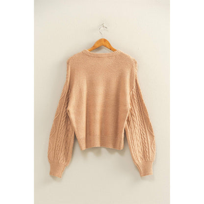 Cable Knit Balloon Sleeve Sweater