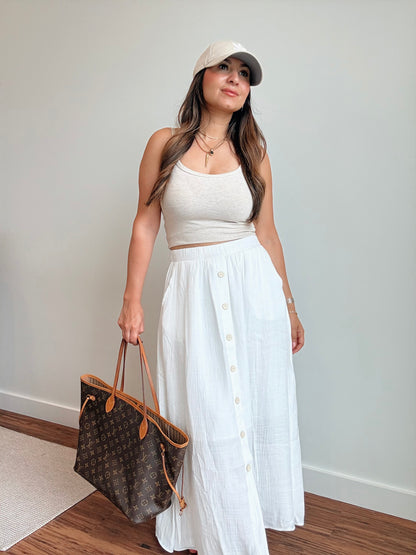 Yacht Club White Linen Skirt