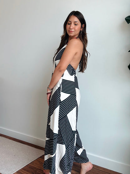 Abstract Halter Neck Jumpsuit