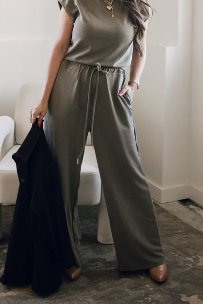 Eli Olive Lux Wide Leg Pants