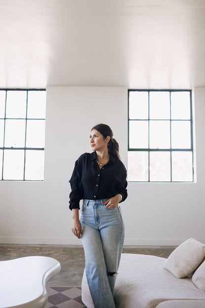 Textured Button Down Top