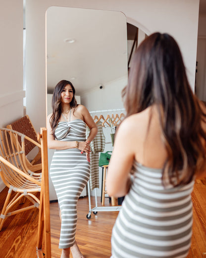 Sage Striped Knot Maxi Dress