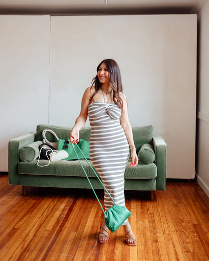 Sage Striped Knot Maxi Dress