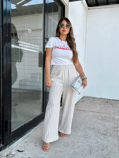 Lux Striped Tan Linen Pants