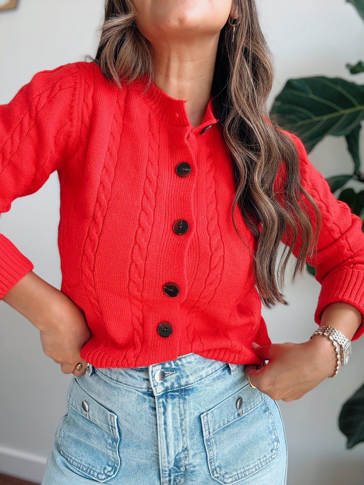 Tomato Red Cardigan