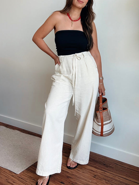 Tami Beige Drawstring Pants
