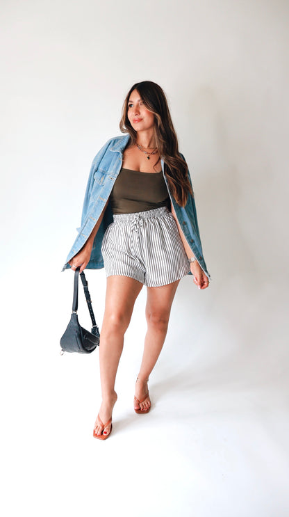 Classic Striped Linen Shorts