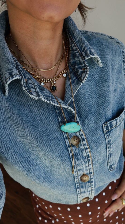 Turquoise Charm Bolo Necklace