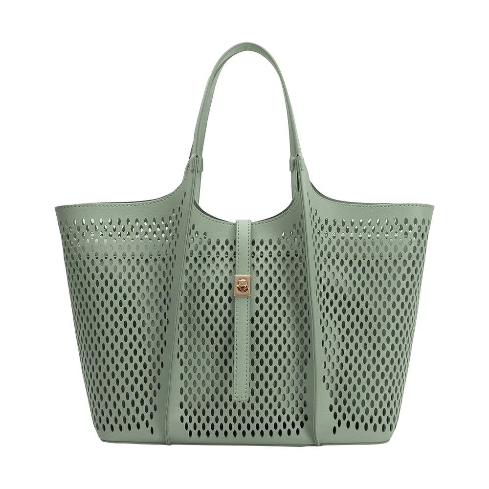 Malia Sage Vegan Leather Tote Bag