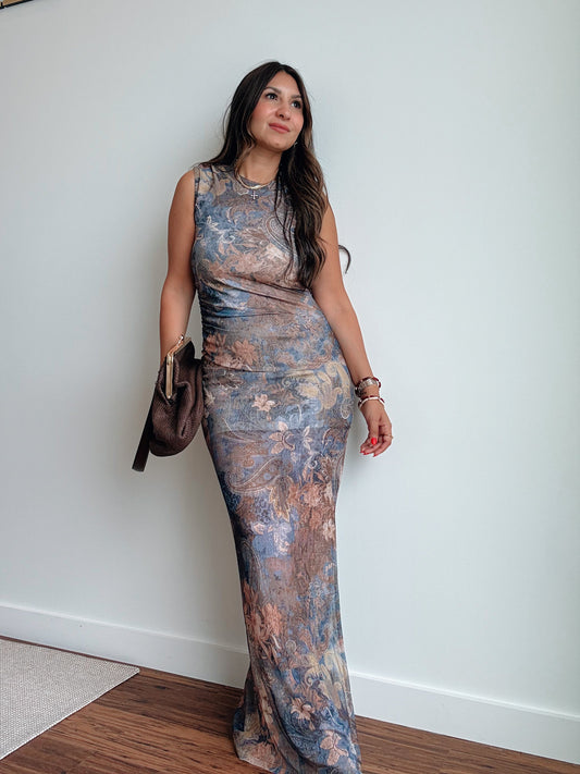 Paisley Mesh Maxi Dress