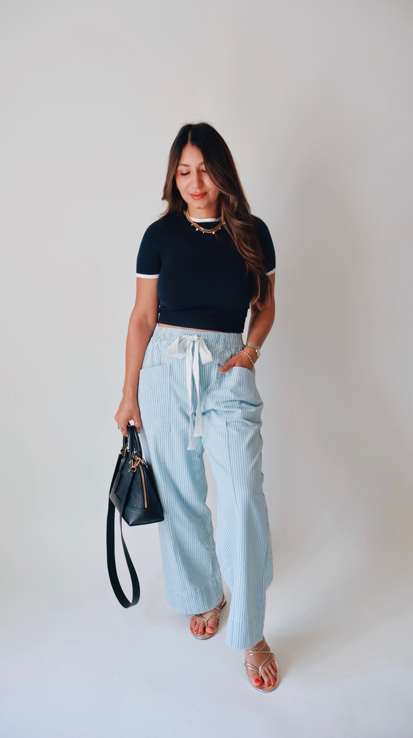 Striped Wide Leg Denim