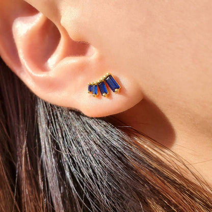 Garnet CZ Baguette Studs