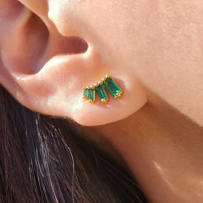 Garnet CZ Baguette Studs