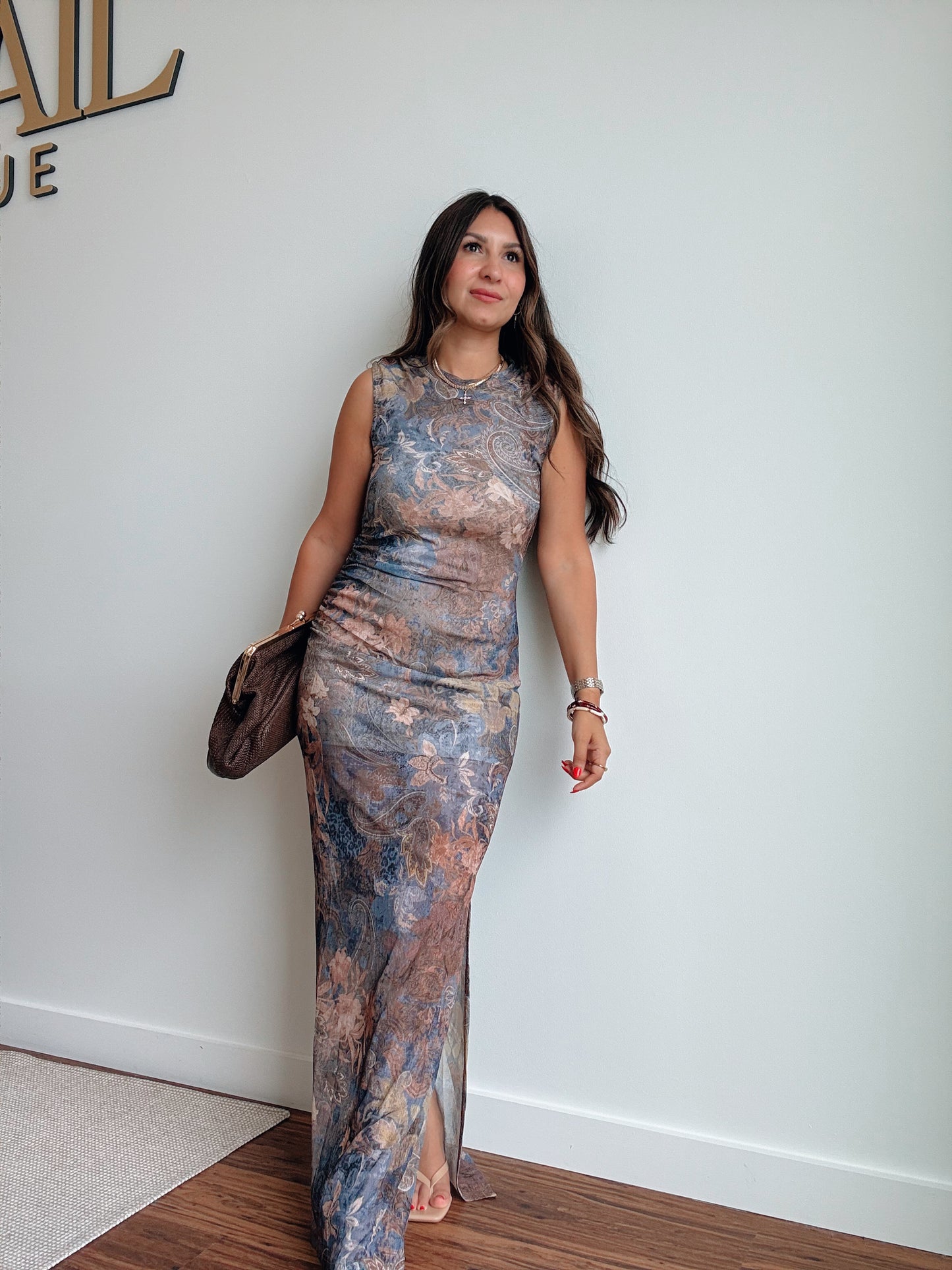 Paisley Mesh Maxi Dress