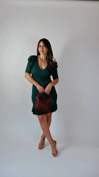 Ava Ruffle Green Dress