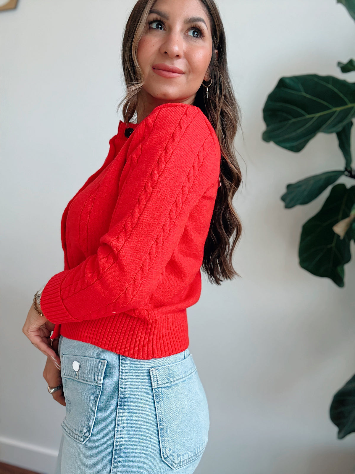 Tomato Red Cardigan