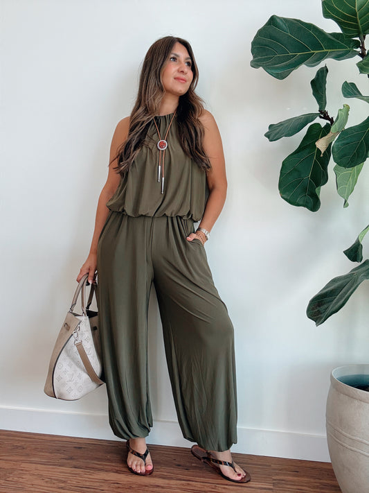 Olive Bubble Hem Top