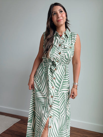 Wild Tides Sleeveless Shirt Dress