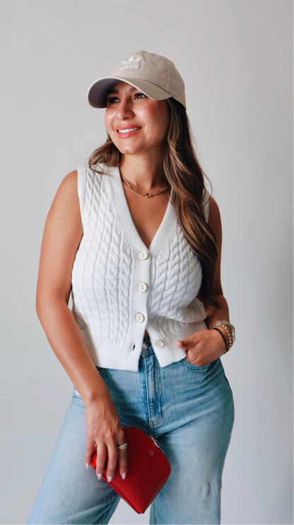 White V Neck Sweater Vest