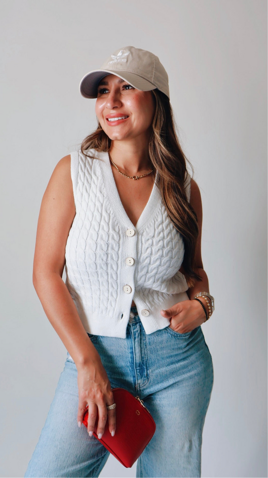 White V Neck Sweater Vest