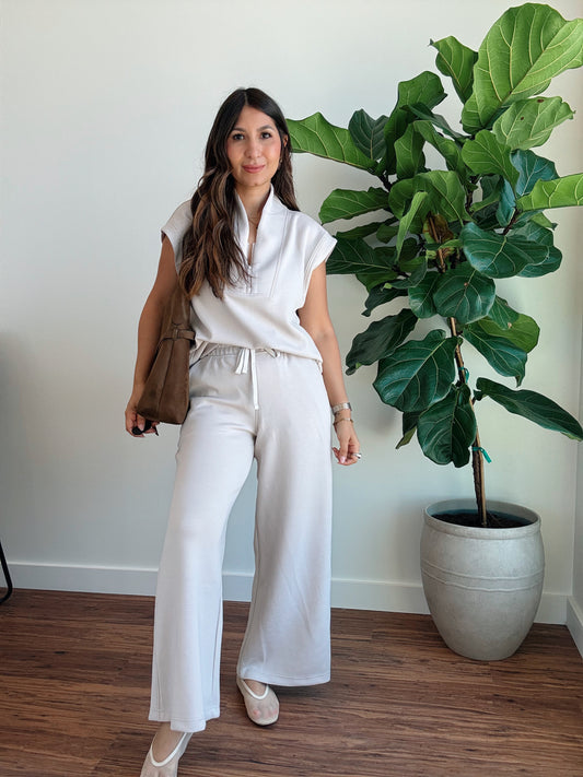 Beige Wide Leg Pants