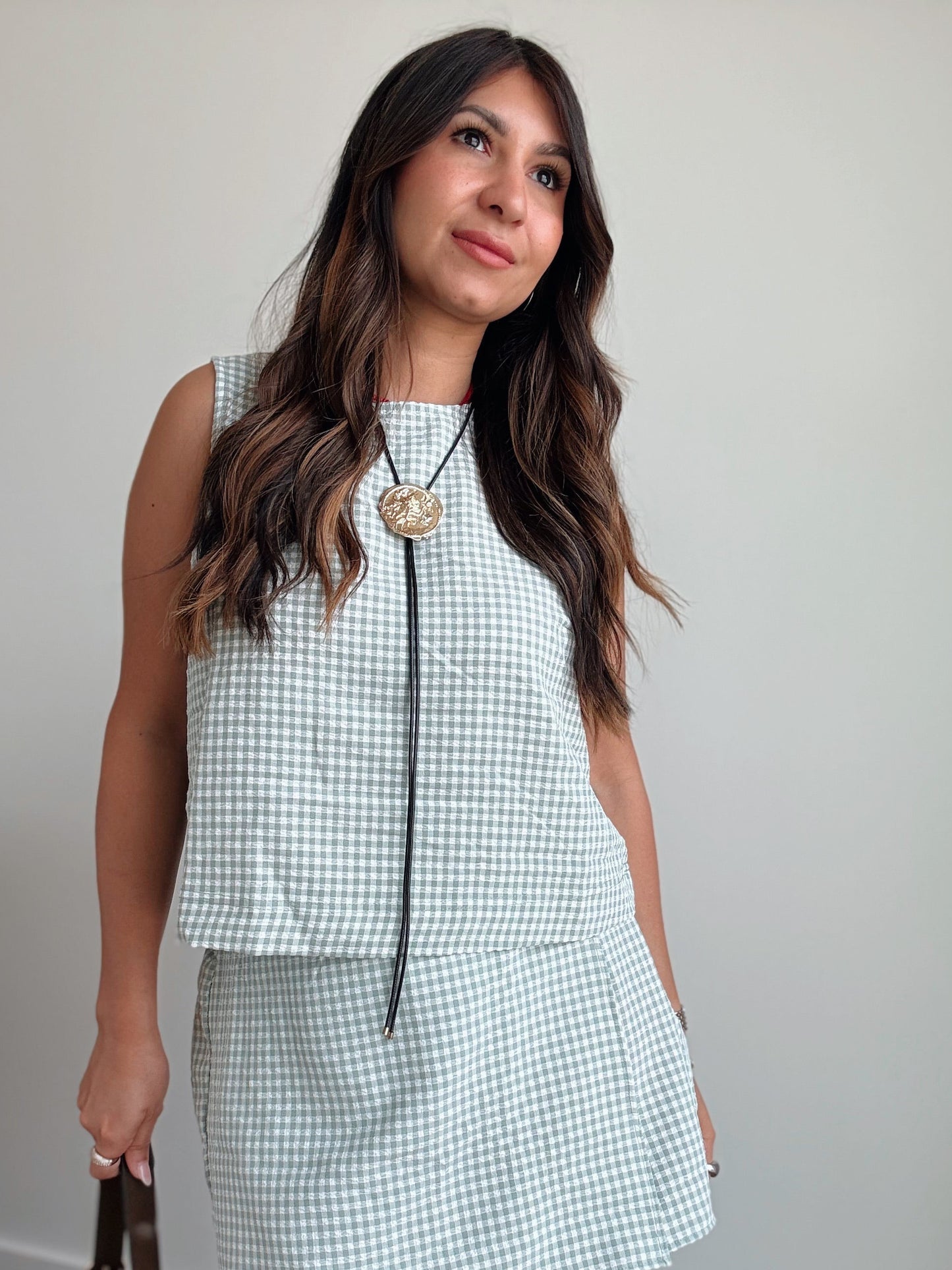 Sage Gingham Tank