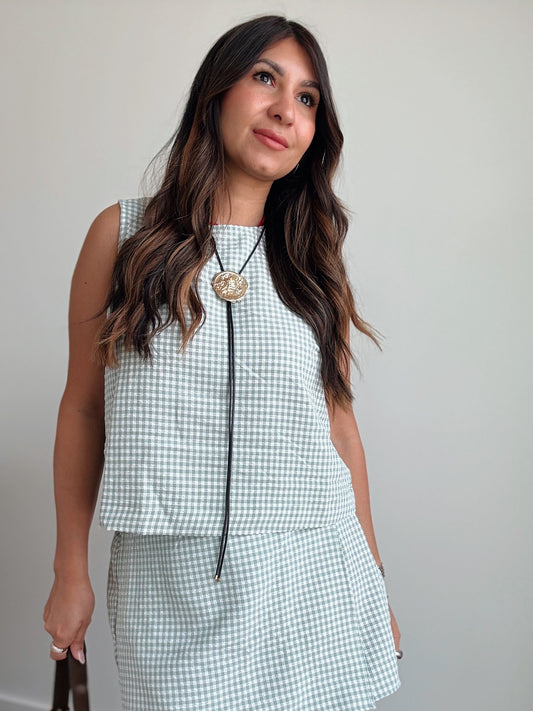 Sage Gingham Tank