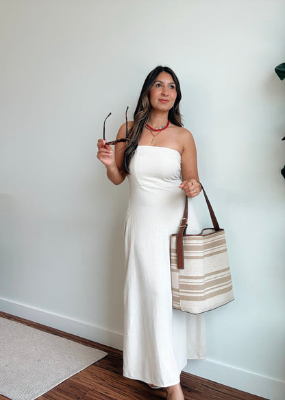 Upstate Strapless Linen Dress
