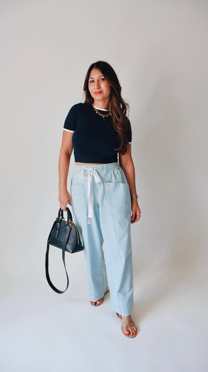 Striped Wide Leg Denim