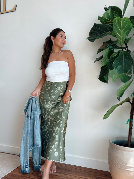 Chartreuse Satin Skirt