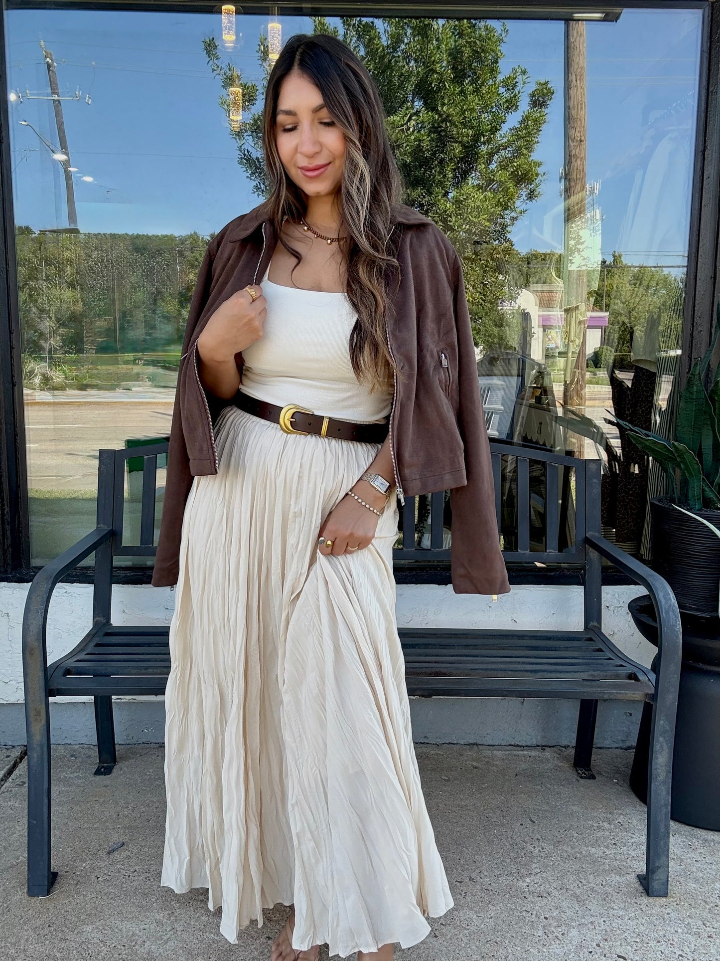 Collared Suede Zip Up Jacket