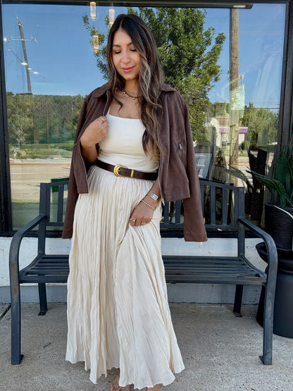 Collared Suede Zip Up Jacket