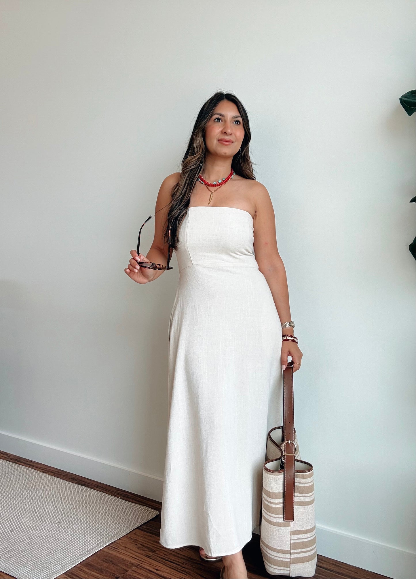 Upstate Strapless Linen Dress