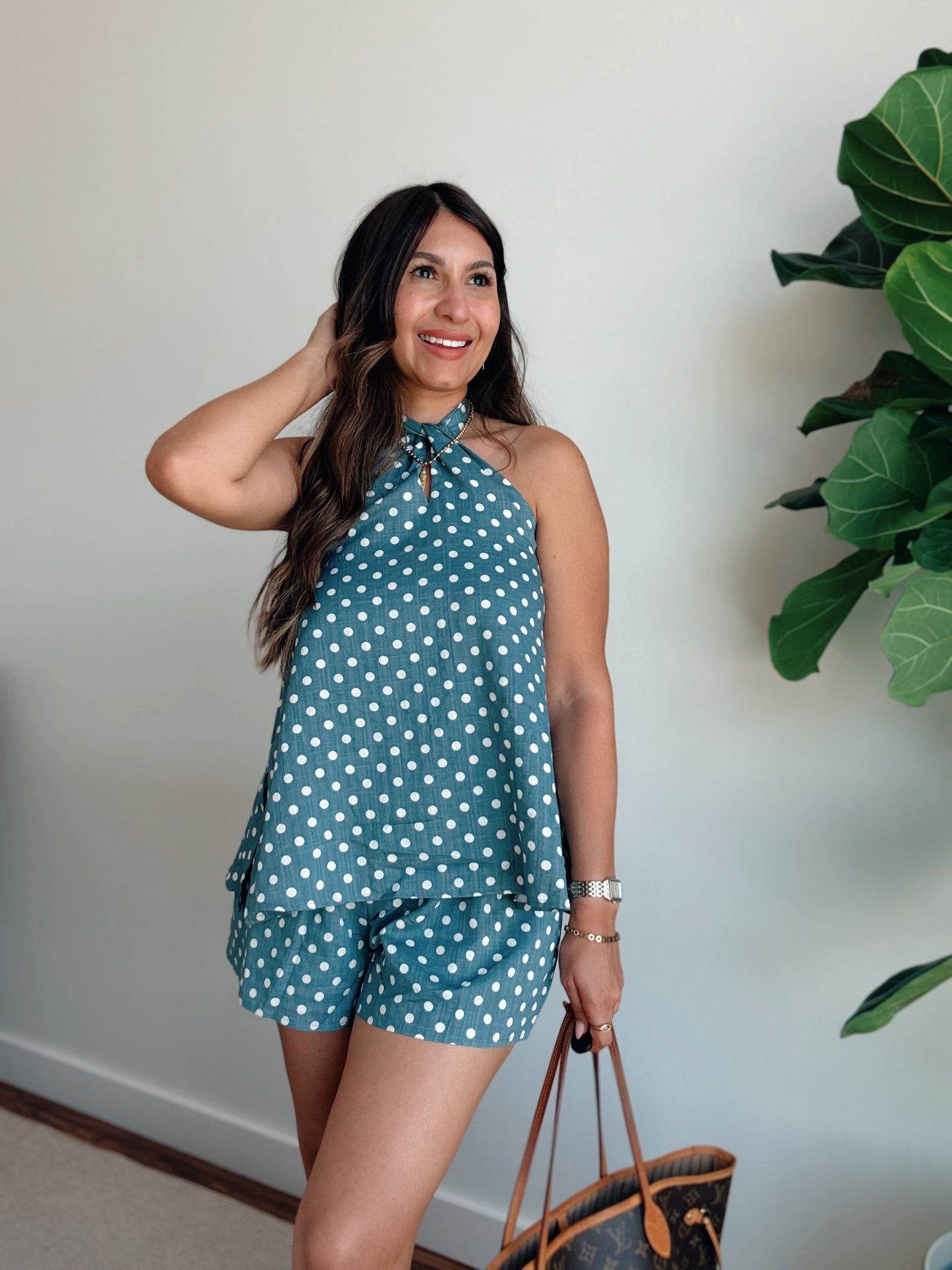 Polka Dot Halter & Shorts Set