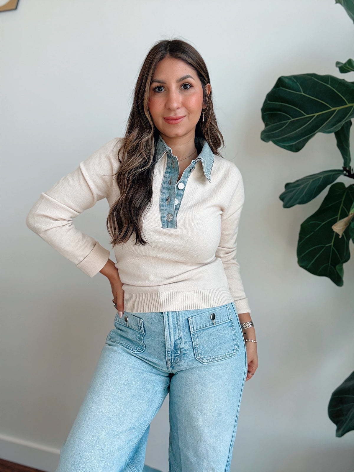 Dee Denim Collared Sweater