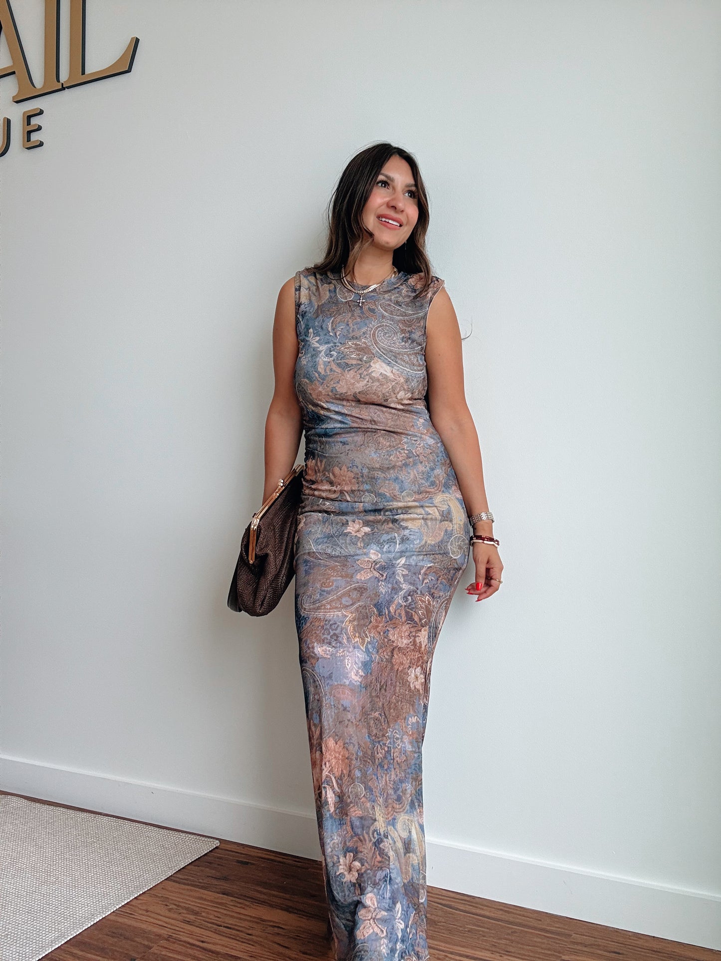 Paisley Mesh Maxi Dress