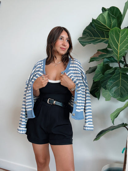 Dusty Blue Knit Cardigan