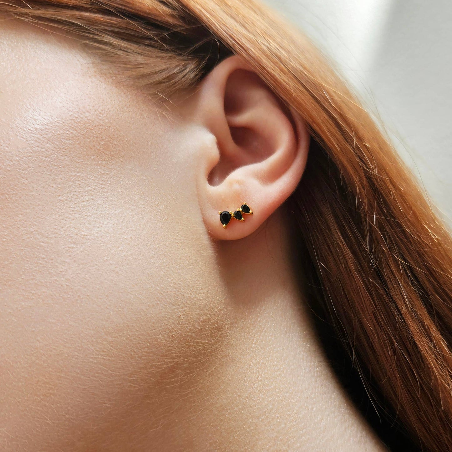 Onyx Pear Studs