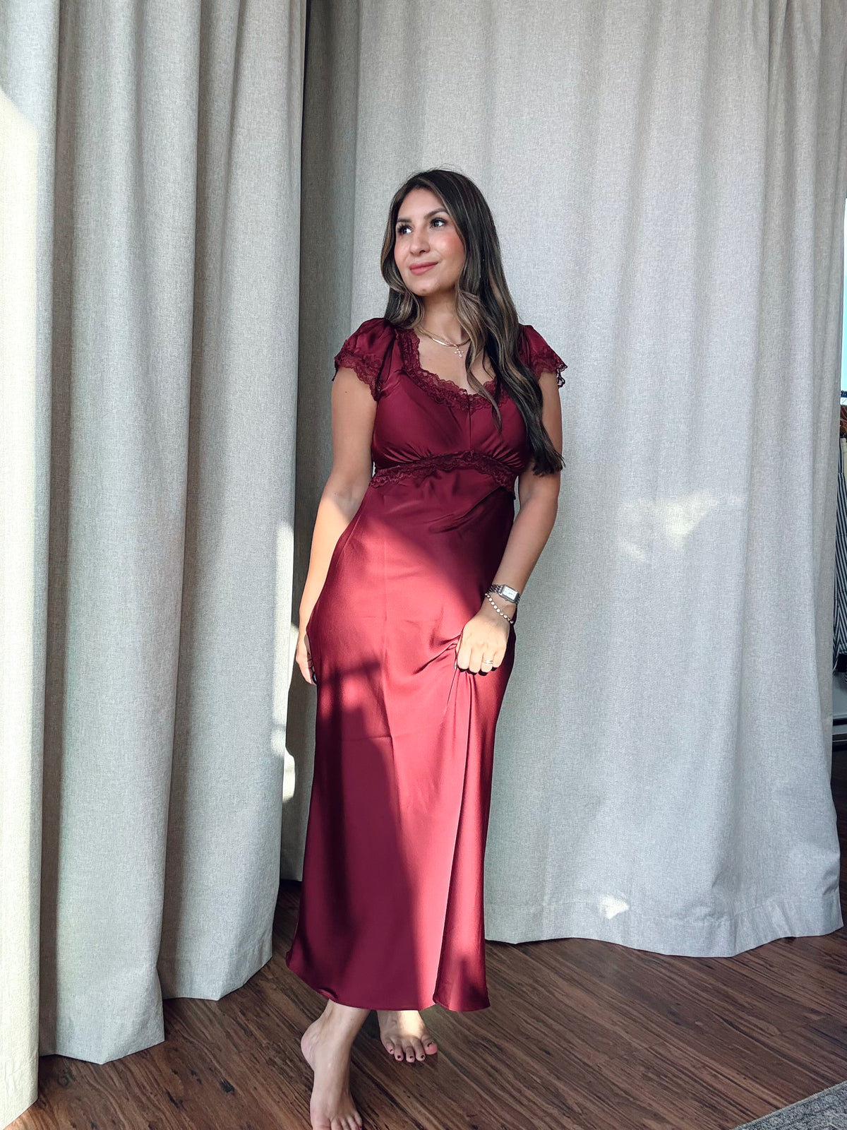 Cranberry Satin Dress