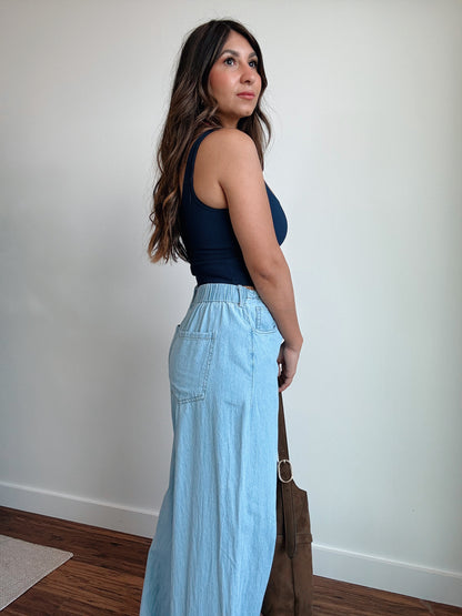 Navy Ribbed Tank