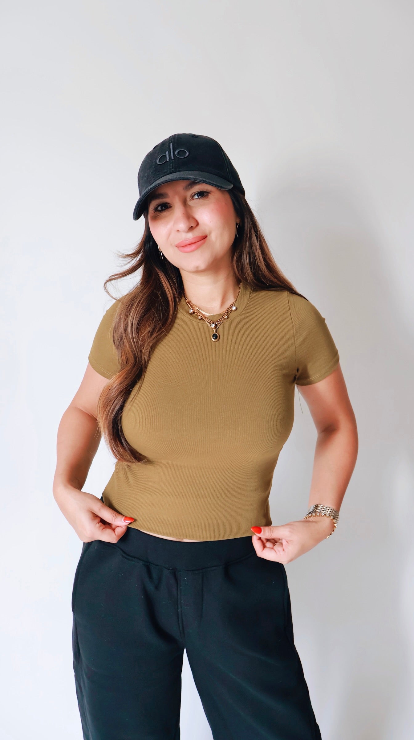 Soft Ribbed Camo Green Top