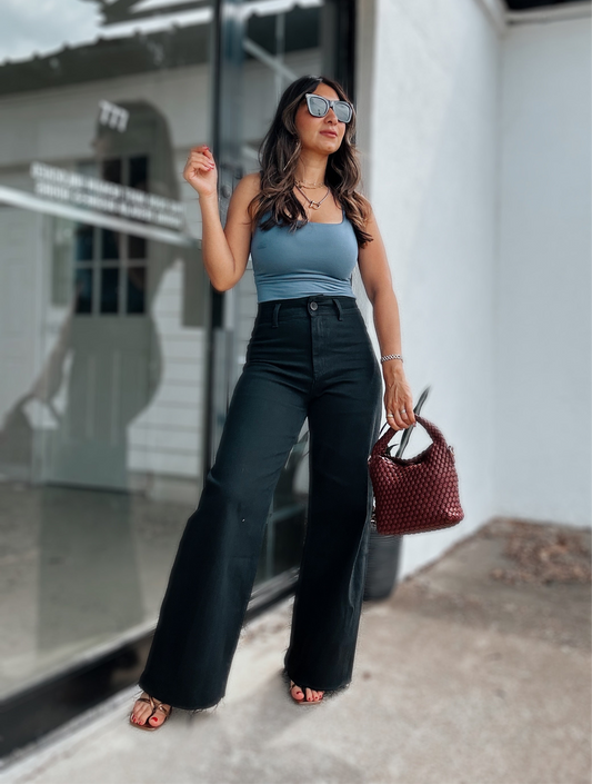 Wide Leg Classic Black Denim