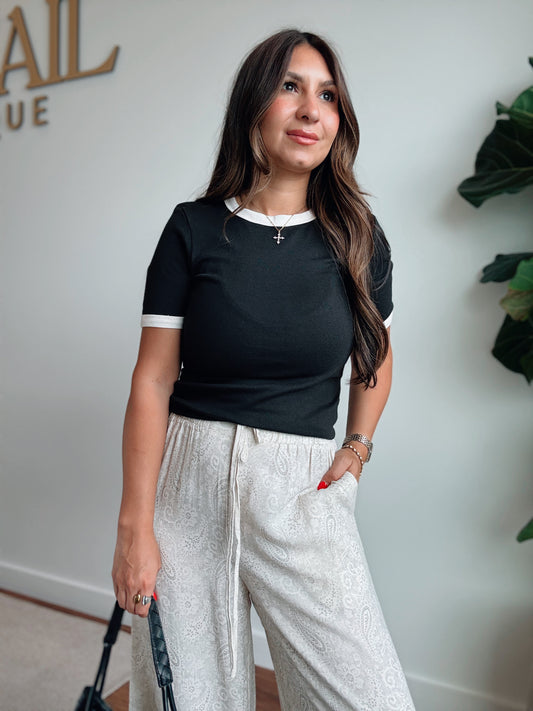 Ivy Black Contrast Tee