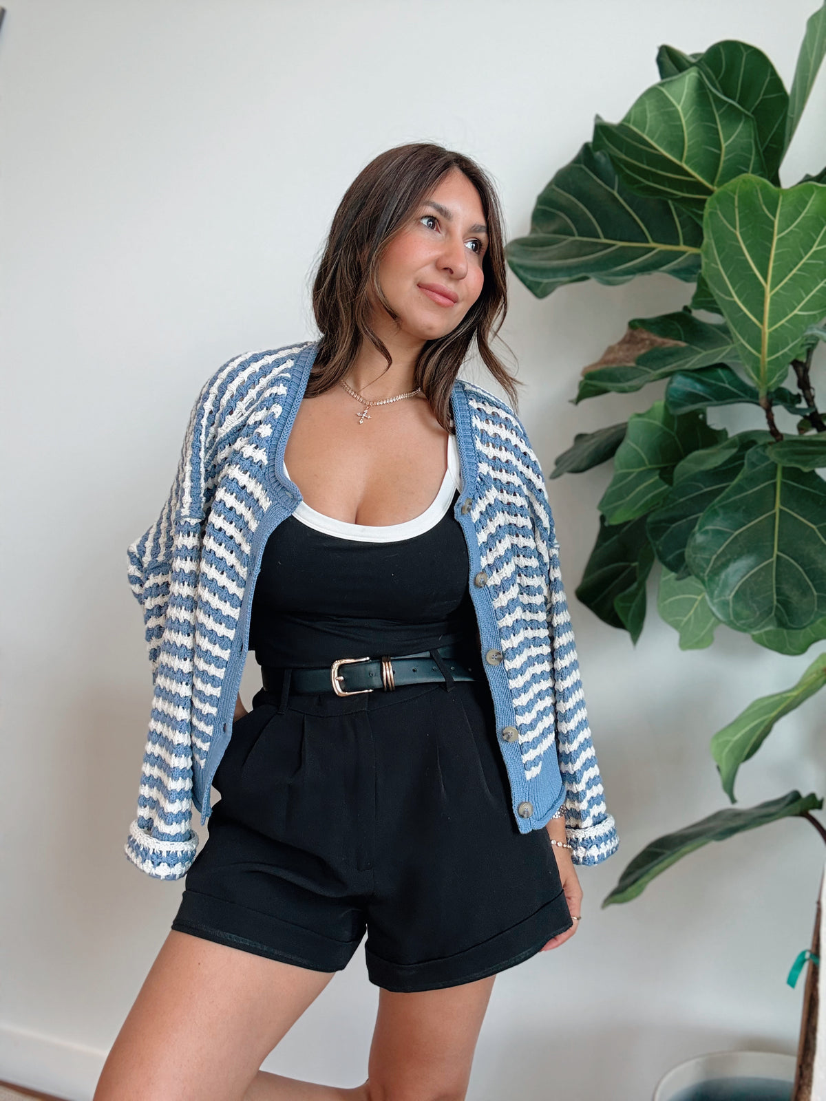 Dusty Blue Knit Cardigan