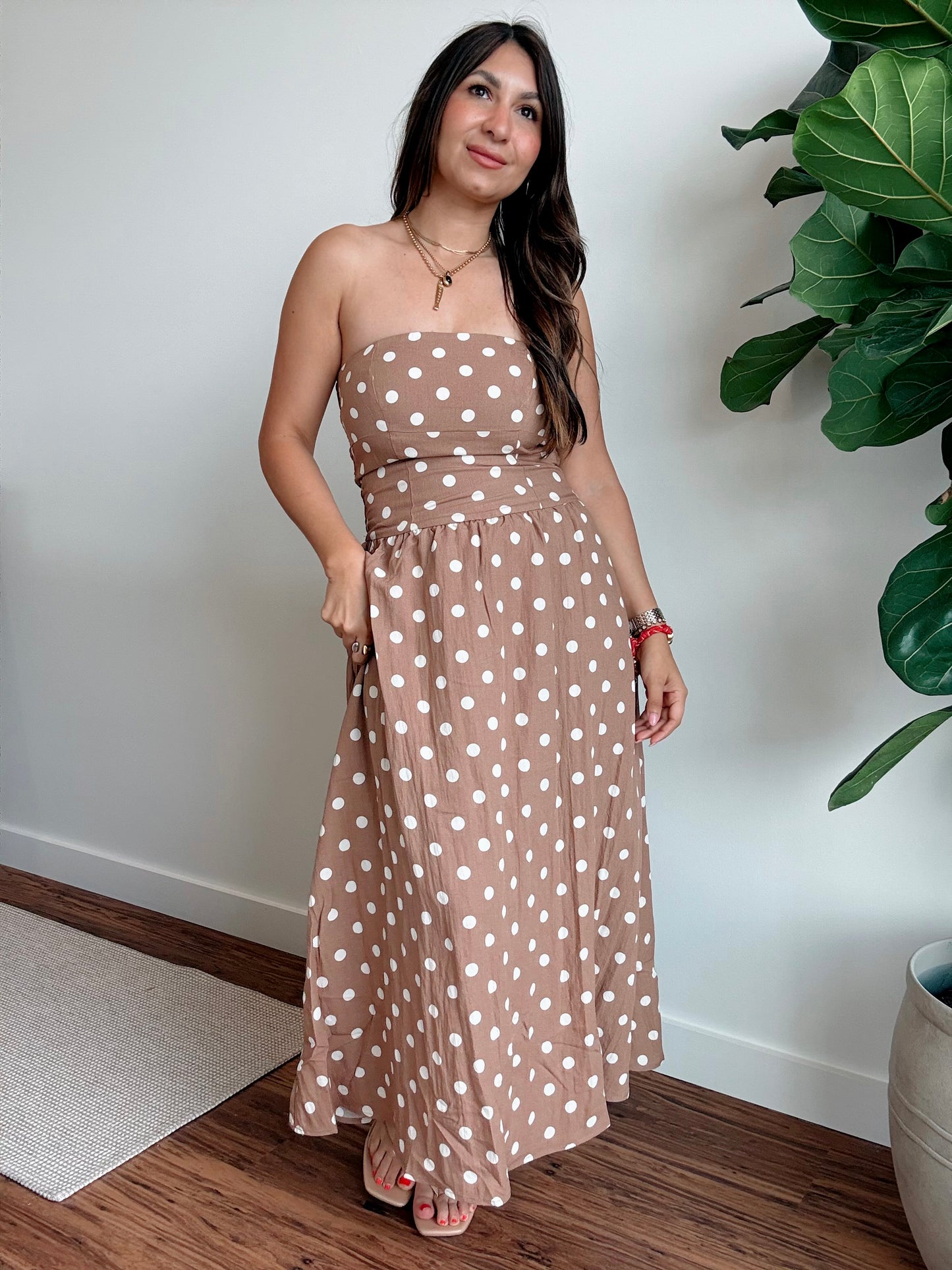 Coco Polka Strapless Dot Dress