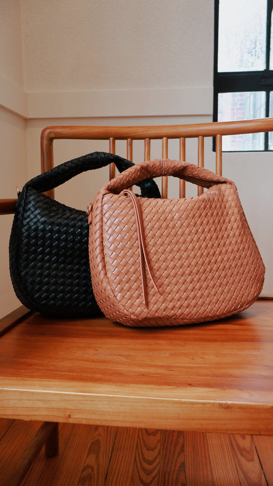 Camel Woven Hobo Shoulder bag